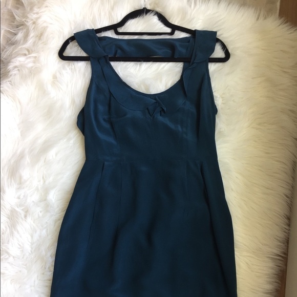 Dark aquamarine Ruffle Neck Mini Dress Size 0 - Picture 2 of 8